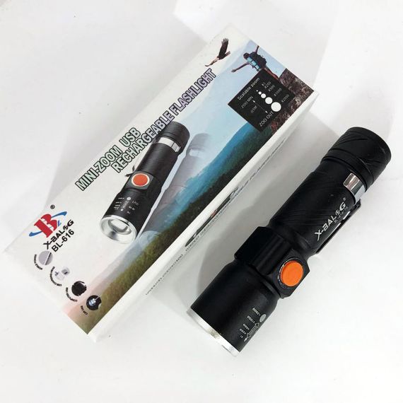 Карманный тактический фонарик X-Balog, Портативный светодиодный фонарь с USB-зарядкой SI-39 | Зображення 4