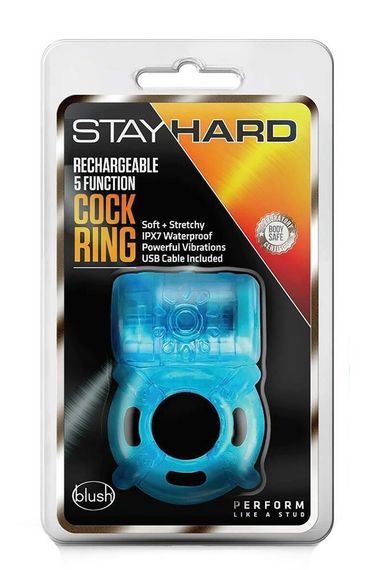 Эрекционное кольцо с вибрацией STAY HARD 5 FUNCTION COCK RING BLUE sexstyle | Зображення 2