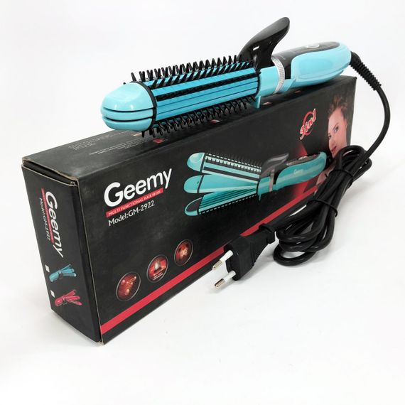 Плойка-праска 3в1 Geemy GM-2922 Плойка для створення об'ємних зачісок, Стайлер для завивки. Колір: блакитний | Зображення 7
