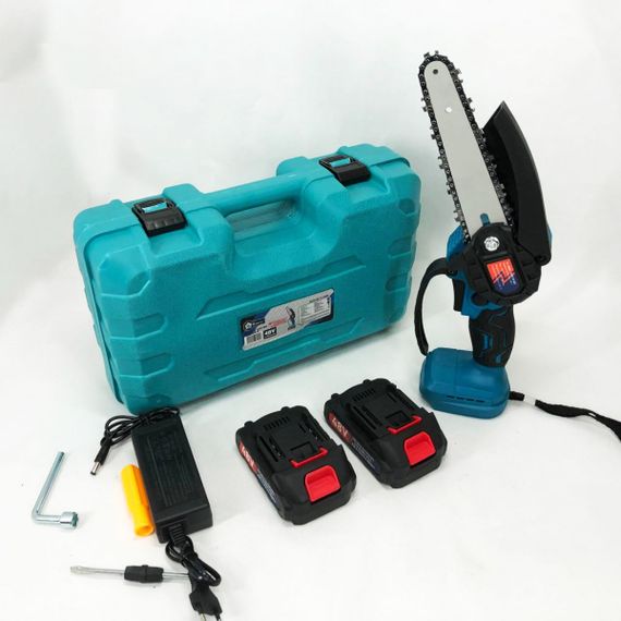 Акумуляторна ланцюгова міні пила 6" (15 см) Domotec 24V для обрізання дерев та розпилу дров, по дереву | Зображення 1