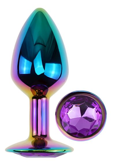 Анальна пробка з кристалом EGZO - Multicolor Round Plug Purple size S Sex Aura | Зображення 1