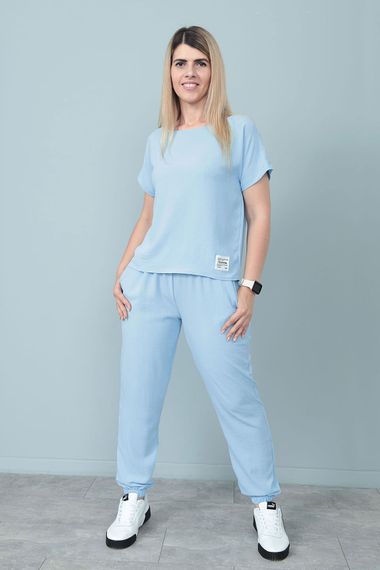 Женский летний легкий костюм укороченные штаны и футболка Gf7931 цвет голубой, размер 42/44 | Зображення 5