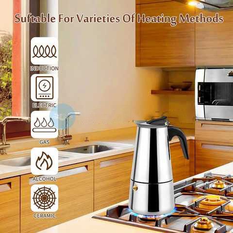 Гейзер 3 чашки UNIQUE UN-1903, Гейзерная кофеварка для электроплиты, Топ гейзерных кофеварок EB-33 | Зображення 4