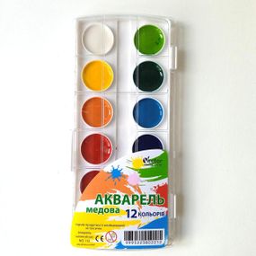 Фарба акварельна 12 кольорів медова Vector