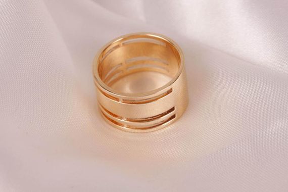 Широкое кольцо из желтого золота 15.5 | Зображення 1