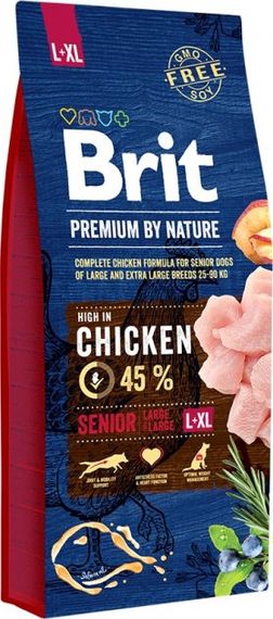 Корм Brit Premium Dog Senior L+XL сухий з куркою для літніх собак великих та гігантських порід 15 кг