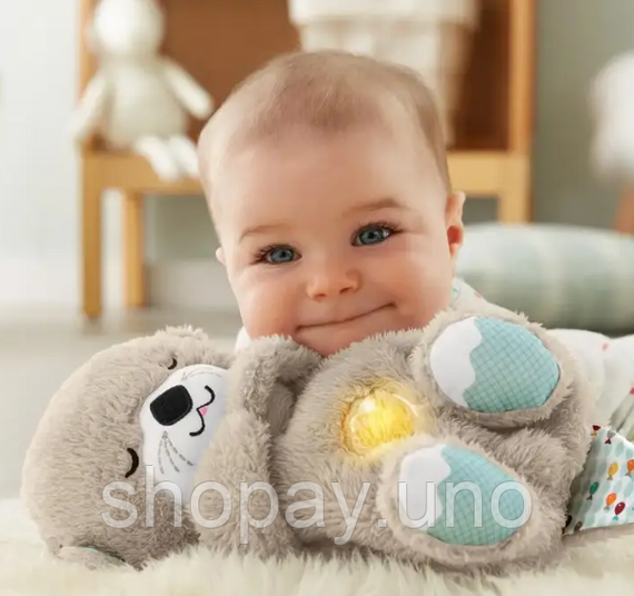 Плюшевая игрушка - ночник Выдрочка Soothe Snuggle Otter Сказочные сны выдрёнка Игрушка для ребенка с музыкой, подсветкой, дыханием | Зображення 2
