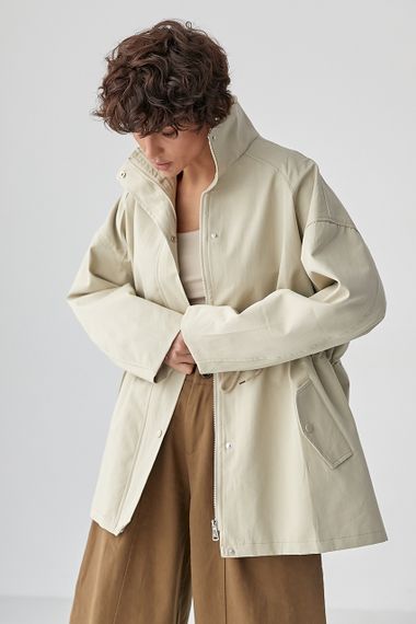 Жіноча вітровка-парка  на блискавці - бежевий цвет, M (є розміри)