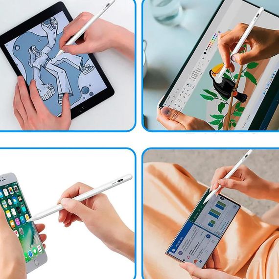 Стилус ручка для телефона и планшета, с USB, Белый / Активный универсальный стилус для письма и рисования | Зображення 5