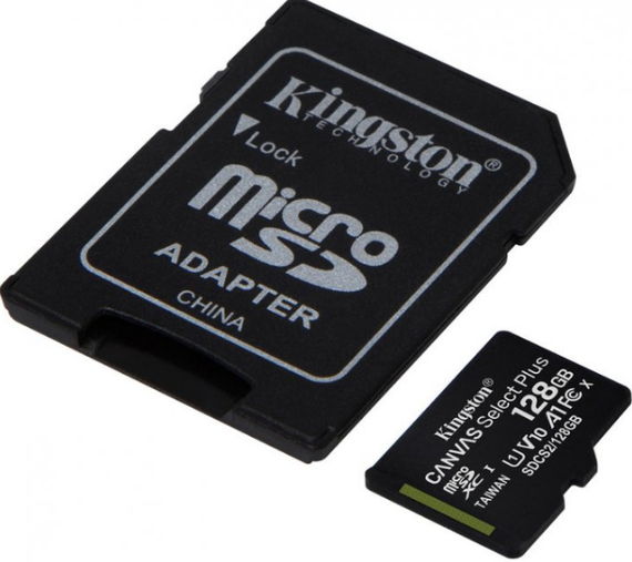Карта пам'яті microSDXC 128Гб Class 10 (UHS-1) 100Мб/с Kingston  Canvas Select Plus + adapter SD | Зображення 1