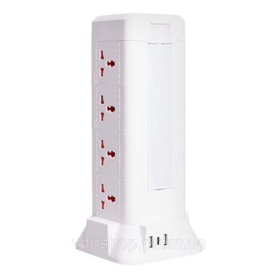 Мережевий фільтр подовжувач 4.8 м з лампою на 12 універсальних розеток з 2 USB 1 Type-C бездротова зарядка HP-5-11MF | Зображення 3