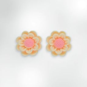 Очаровательные детские серьги клипсы для девочек Liresmina Jewelry "Фиалка" в персиково-розовом цвете 1.8 см