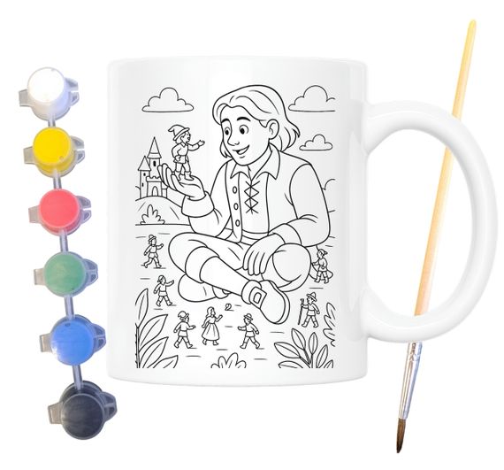 Набір для творчості кружка розмальовка за мотивами Мандри Гуллівера (Джонатана Свіфта) 330 мл біла (КР0173) | Зображення 1