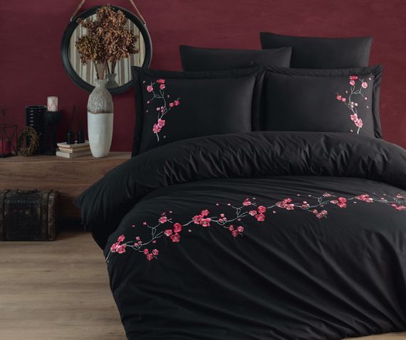 Постельное белье Maribor Elegance Poplin 200 х 220 см Sakura Siyah