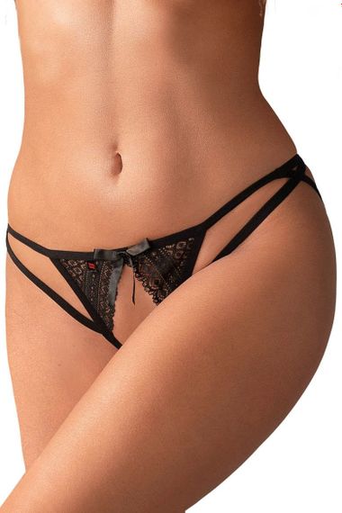 Стрінги із розрізом Obsessive Picantina otwarte Чорні S/M