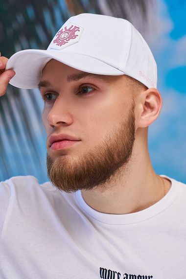 Мужская бейсболка с фирменным шестигранным лого (1380) белый