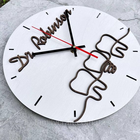 Іменні настінні дерев'яні годинники стоматолога Подарок дантисту або ортодонту, зубному лікарю | Зображення 6