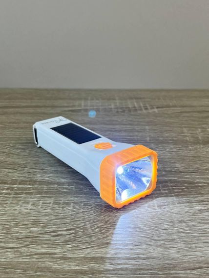 Ліхтар акумуляторний світлодіодний YG-404 із зарядкою від сонячної батареї та мережі 145*30 мм Помаранчевий | Зображення 2
