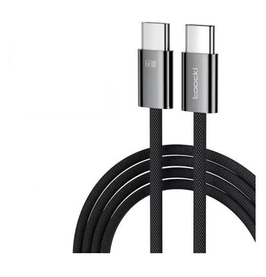 Кабель для быстрой зарядки и передачи данных Toocki 60W USB Type-C to USB Type-C 1 м Черный
