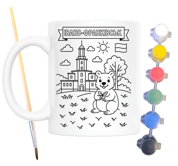 Набор для творчества кружка раскраска город Ивано-Франковск 330 мл белая (КР0102)
