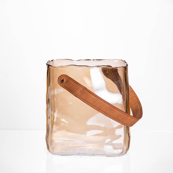 Скляна ваза сумочка з ручкою 16×8×18.5 (см) декоративна ваза для квітів 2 (л) Коричневий HP-19-156-1 | Зображення 5