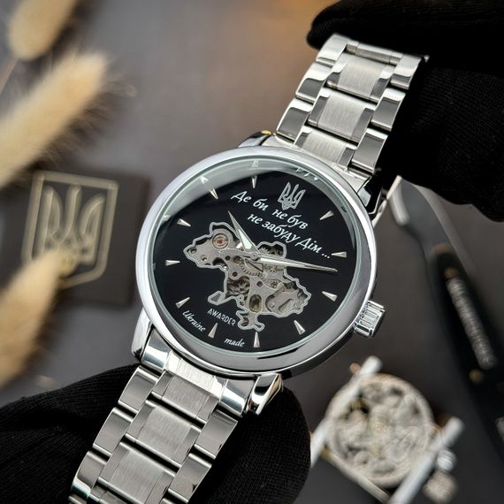 Чоловічий годинник Awarder 022-3D Де би не був Silver-Black Steel | Зображення 7