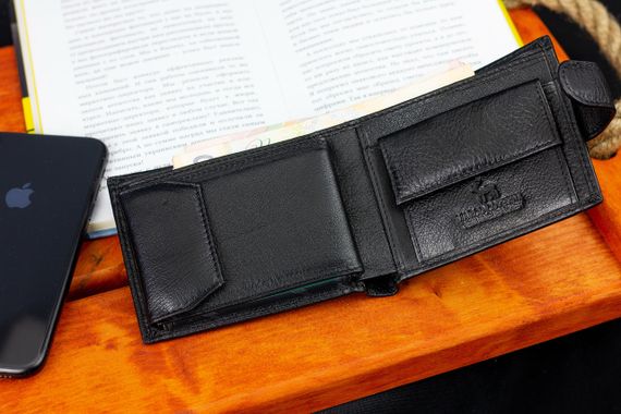 Гаманець портмоне чоловічий шкіряний маленький чорний з візитницею Marco Coverna | Зображення 8