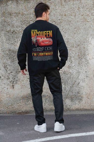 Утеплений оверсайз світшот на флісі з принтом Without Mcqueen Black | Зображення 1