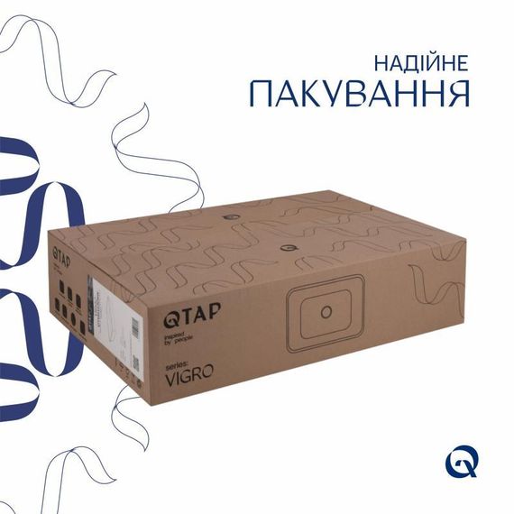 Раковина накладна Qtap Virgo N прямокутна без донного клапана WHITE QT18116308W | Зображення 4