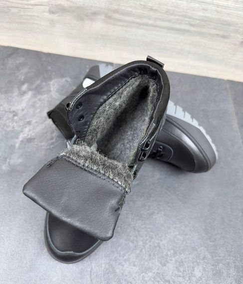 Зимові шкіряні ботинки The North Face утеплювач натуральна шерсть чорні | Зображення 2