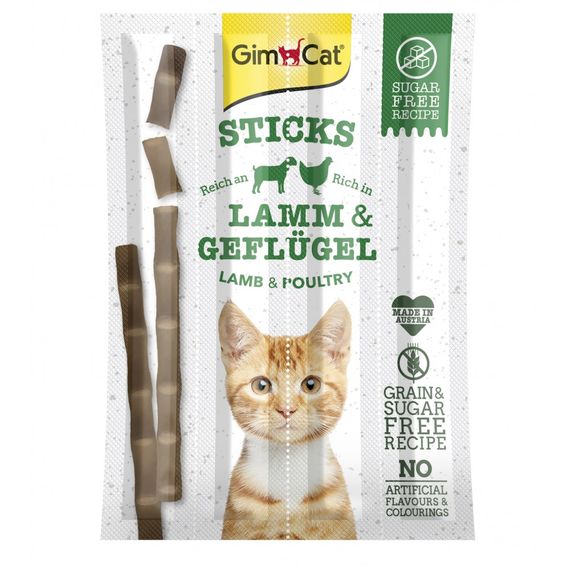 Лакомство для кошек с ягненком и птицей GimCat Sticks Lamb and Poultry, 4 шт