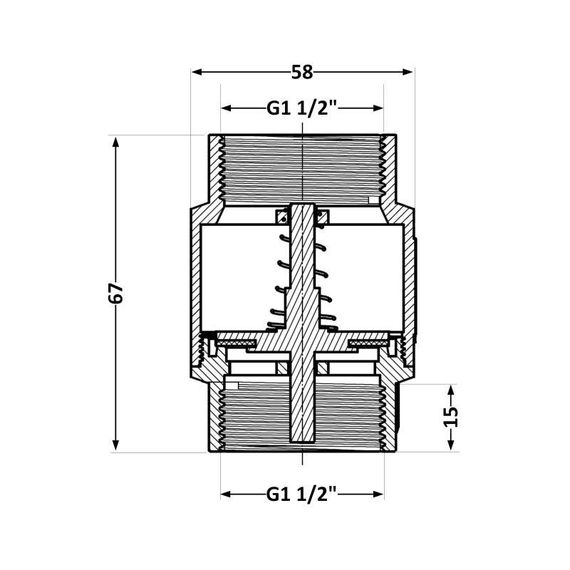 Зворотний клапан Thermo Alliance Standart 1 1/2" ВВ із латунним штоком TAS240W40 | Зображення 1