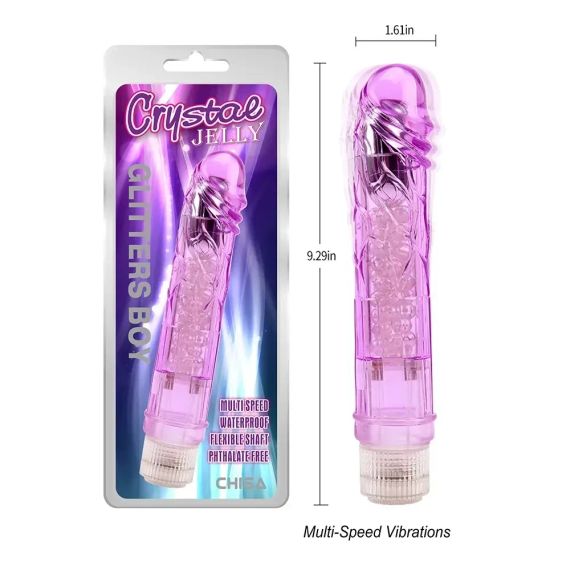 Прозорий реалістичний вібратор Chisa Crystal Jellie на батарейках, фіолетовий Sex Aura | Зображення 5