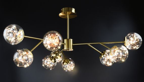 Люстра світлодіодна стельова LED світильник для квартири на стелю лед 26479 Латунь 42-72х110х110 см. | Зображення 1