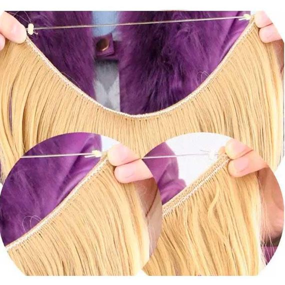 Трессы прямые на прозрачной резинке Polily - 60 см "Золотой блонд" | Зображення 3