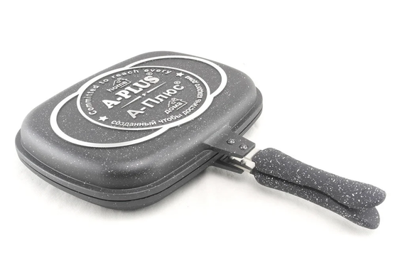 Сковорода гриль для стейков А-Плюс 32 см с антипригарным покрытием двухсторонняя