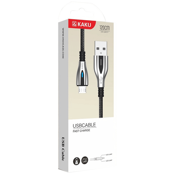 Кабель Kaku KSC-097 USB - Micro USB 1.2m с индикатором - Black | Зображення 2