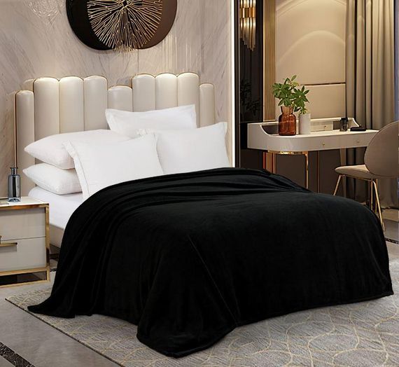 Плед фліс чорний однотонний Love You 150 x 200 см