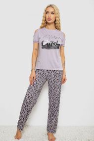Піжама жіноча з принтом, колір світло-бузковий, 243R2038-B