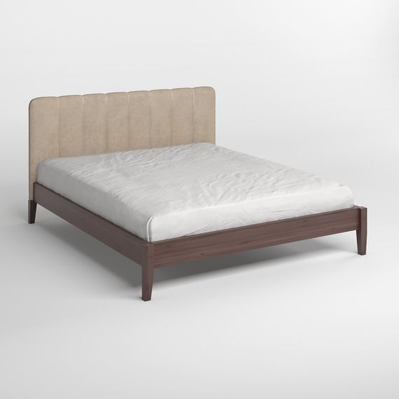 Двоспальне дерев&#039;яне ліжко Mebigrand Лондон ДК Горіх темний/Аляска 23 (Бежевий) Б1 140х190 см (MBG-6593) | Зображення 1