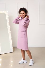 Женское теплое платье-худи в спортивном стиле на флисе GF2556 размер 50/52, цвет фрезовый