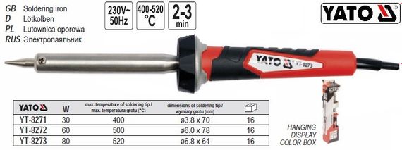 Паяльник W=30 Вт t=400°С YATO-8271