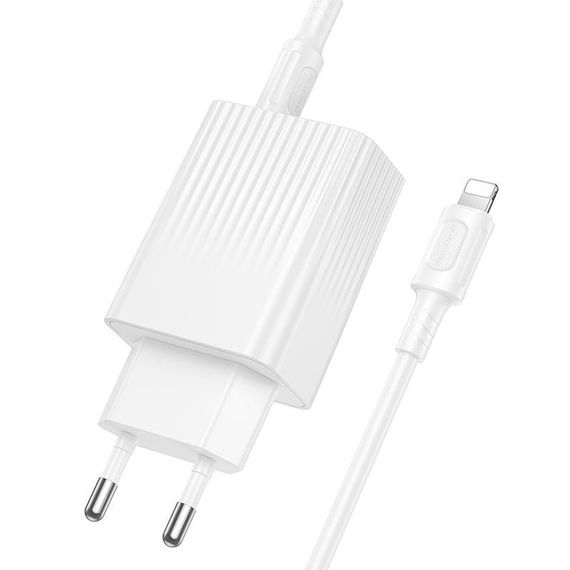 СЗУ Borofone BAS76A Source PD30W+QC3.0 (1USB-A/1C) + кабель Type-C to Lightning White | Зображення 3