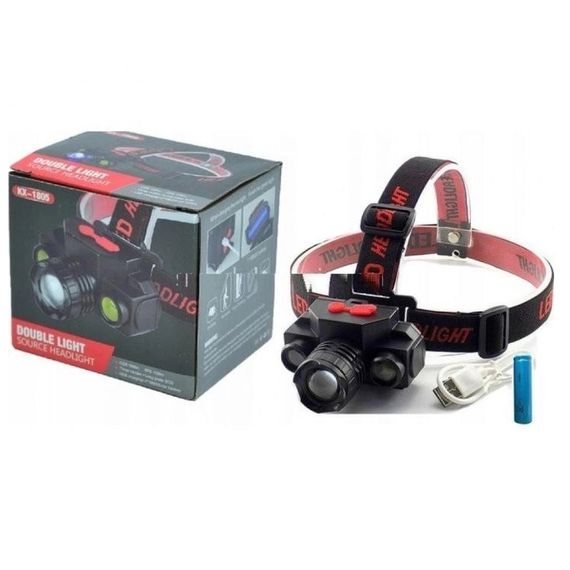 Фонарь налобный Bailong BL-1805 COB XPE аккумуляторный, фонарь на голову для рыбалки, надежный налобный | Зображення 4