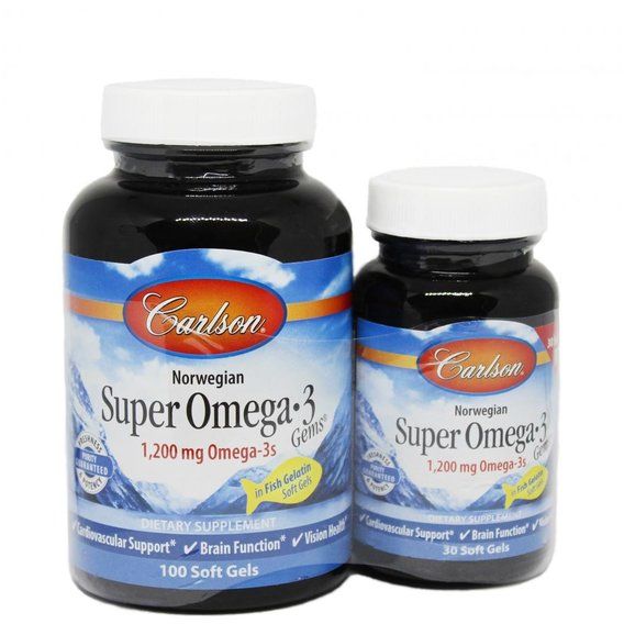 Омега 3 Carlson Labs Super Omega-3 Gems 100+30 Soft Gels (fish gelatin)