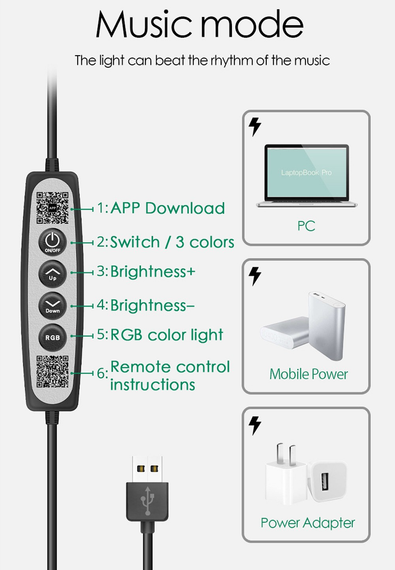 Настолькое LED Кольцо RGB Atmosphere c Bluetooth упрвлением с телефона 26 см Черный корпус (sv1563) | Зображення 2