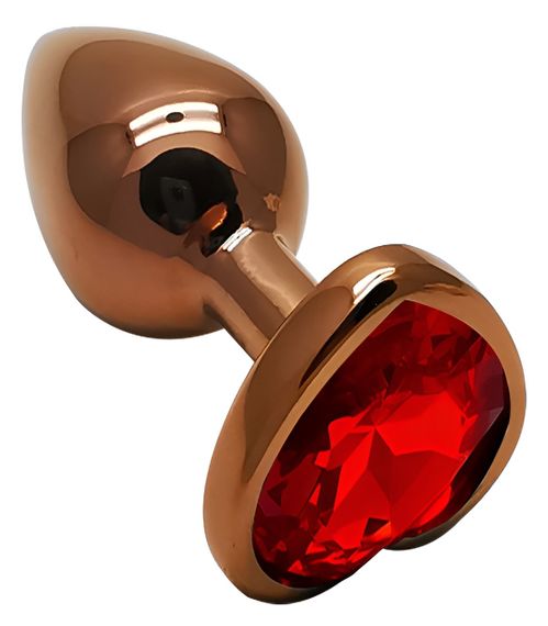 Анальна пробка з кристалом EGZO - Dark Gold Heart Plug Red, size S Sex Aura | Зображення 1