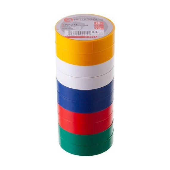 Стрічка ізоляційна 20 м кольорова INTERTOOL IT-00241