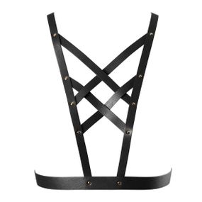 Портупея з екошкіри Bijoux Indiscrets Maze – Cross Cleavage Harness Black Sex Aura