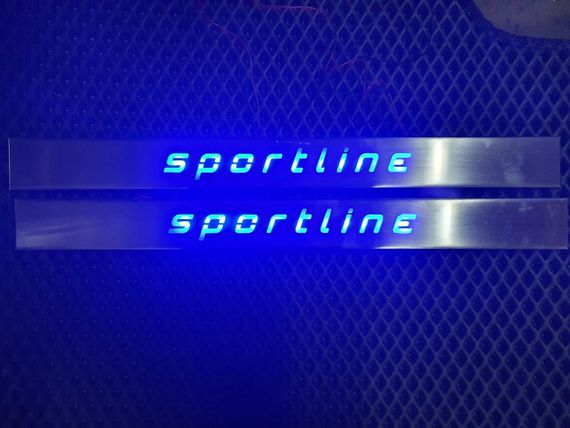 Накладки на дверные пороги LED короткие (2 шт, нерж.) для Mercedes E-сlass W124 1984-1997 гг